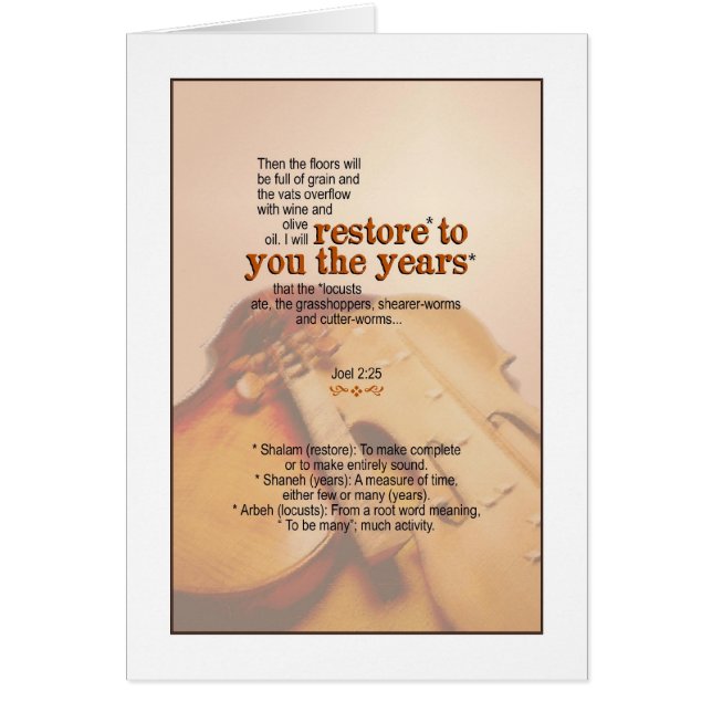 Cartão O deus restaura os anos - 2:25 de Joel (Frente)
