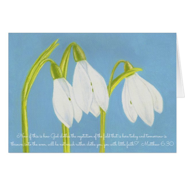 Cartão O deus veste a vegetação Field~Scripture~SnowDrops (Frente horizontal)
