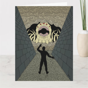 Cartão O Devorador Vem Arte de Terror Esquisita