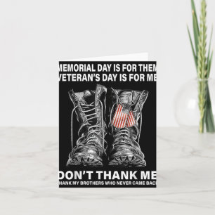 Cartão O Dia da Memória é Para Eles O Dia dos Veteranos é