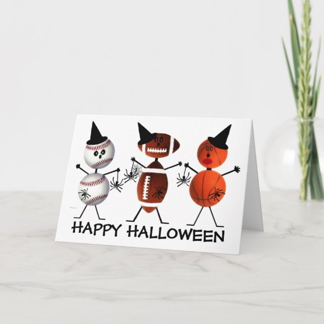 Cartão O Dia das Bruxas feliz todos os esportes (Frente)
