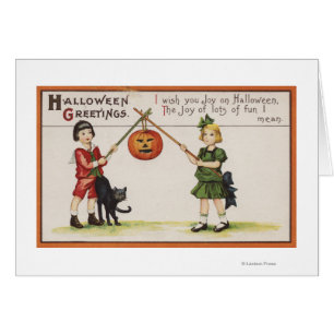Cartão O Dia das Bruxas GreetingPumpkin na vara