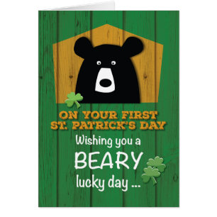 Cartão O dia de Patrick com Urso e Camarões