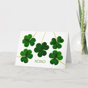 Cartão O dia de St Patrick para a esposa, trevos de XOXO