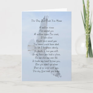 Cartão O Dia Em Que Deus Te Levou Para Casa