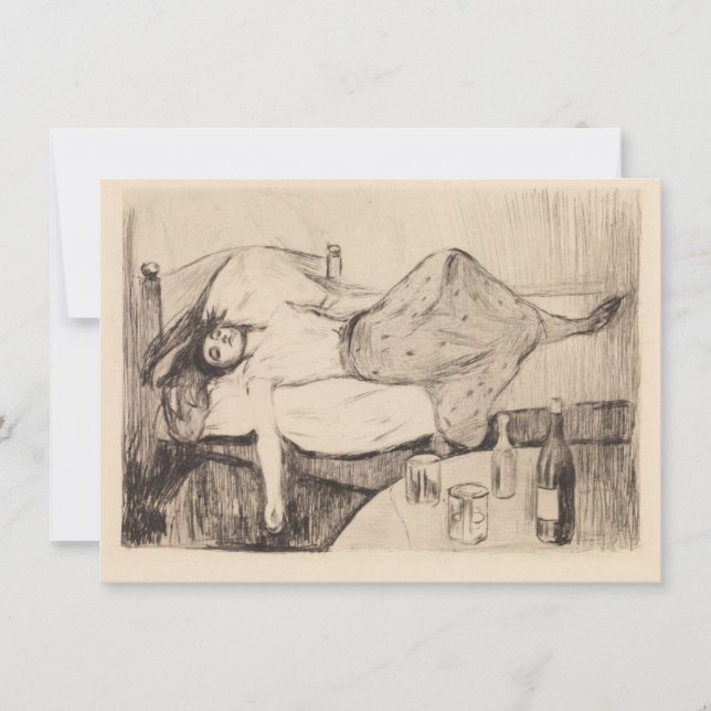 Cartão O dia seguinte (por Edvard Munch) (Frente)