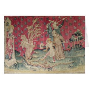 Cartão O dragão que luta com os empregados do deus