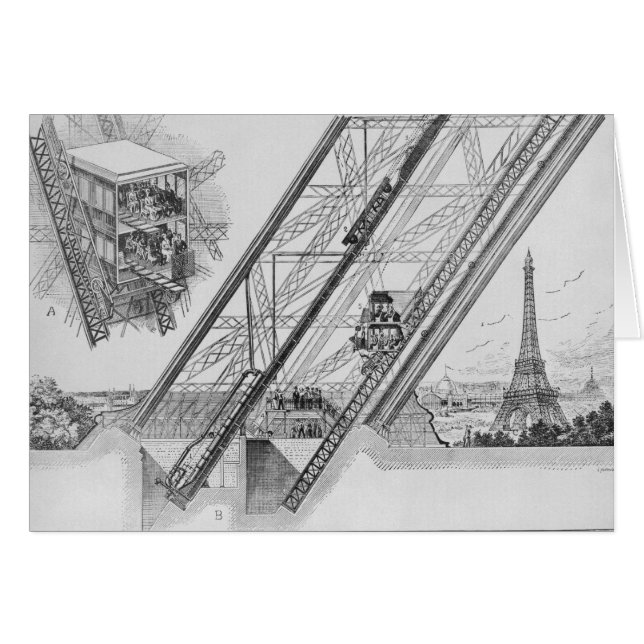 Cartão O elevador de Otis na torre Eiffel (Frente Horizontal)