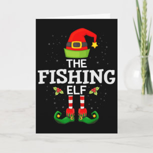 Cartão O Elfo da Pesca Natal Família Pijama Combinando