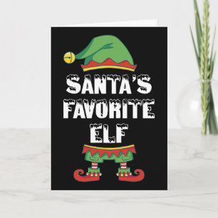 Cartão O Elfo Favorito do Papai Noel Família Divertida Na