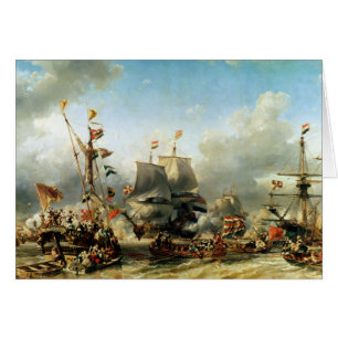 Cartão O embarque de Ruyter e de William de Witt