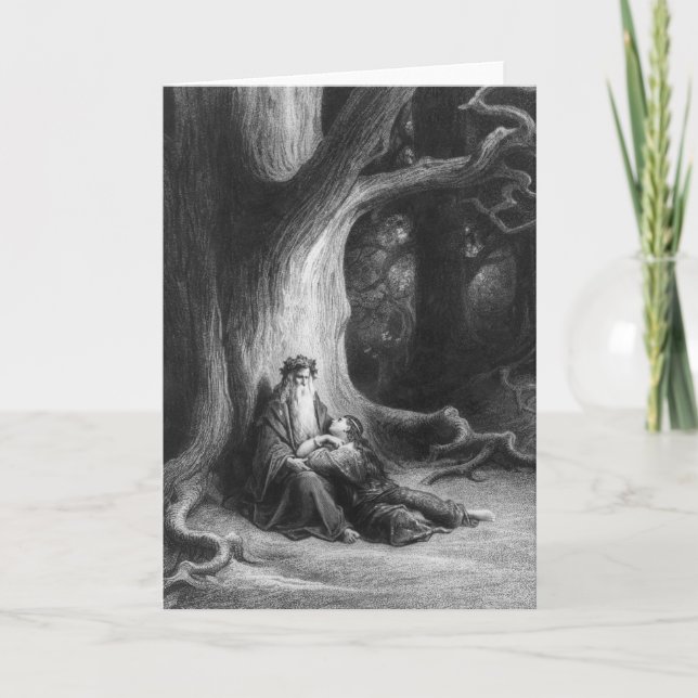 Cartão O Enchanter Merlin e Vivien feericamente (Frente)