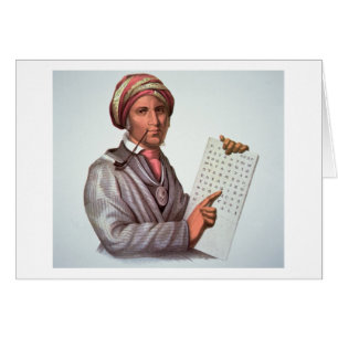 Cartão O erudito Cherokee, Sequoyah (1776-1843) (cor