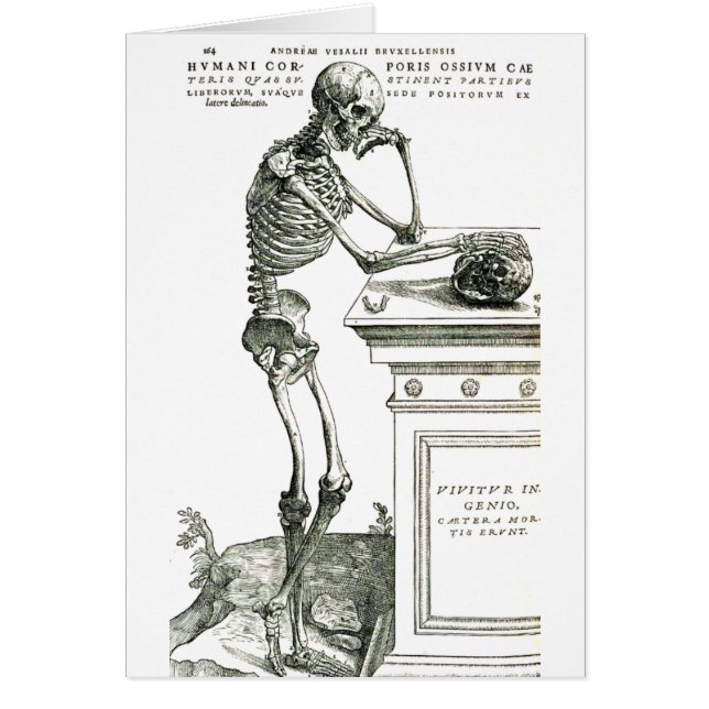 Cartão O esqueleto pensativo (Frente)