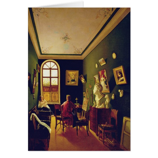 Cartão O estúdio do pintor, 1843 (Frente)