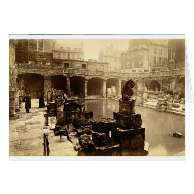 Cartão O Excelente Roman Bath, Bath (foto b/w) (Frente Horizontal)