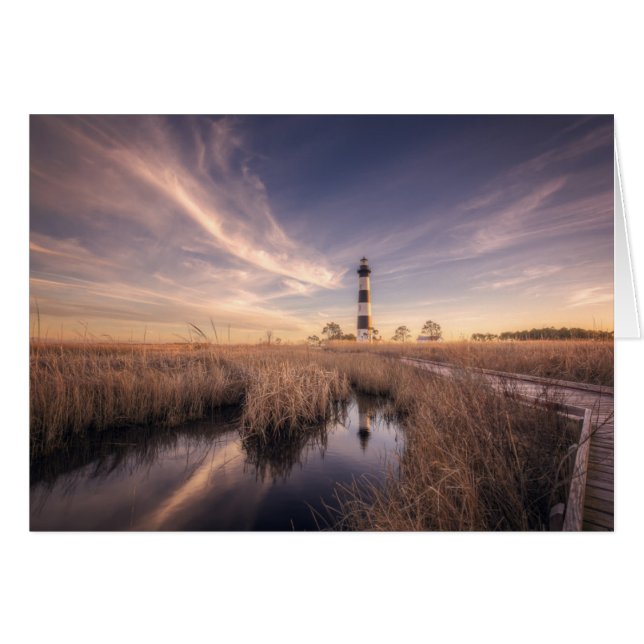 Cartão O Farol Da Ilha Bodie No Sunset (Frente Horizontal)