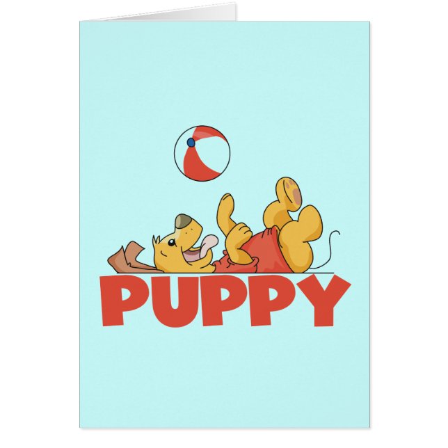 Cartão O filhote de cachorro joga o camiseta e os present (Frente)