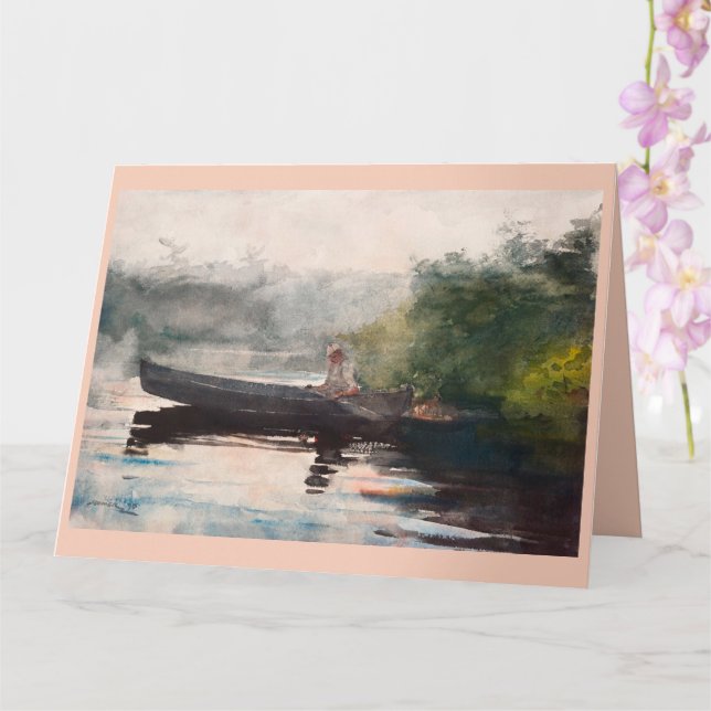 Cartão O fim do dia, Adirondacks por Winslow Homer (Orquídea)