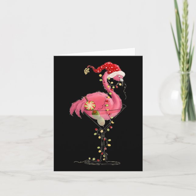 Cartão O Flamingo De Natal Em Martini Gl Para O Holi Trop (Frente)