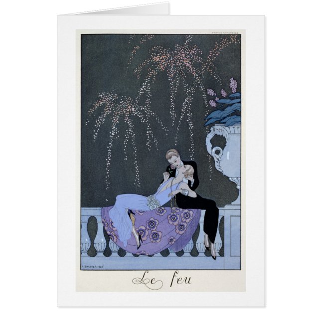 Cartão O fogo, ilustração para "Fetes Galantes" por Pau (Frente)