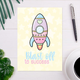 Cartão O foguete Kawaii explodiu para o trocadilho de mot