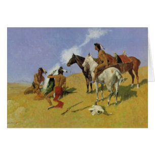 Cartão O ~ Frederic Remington do sinal de fumo