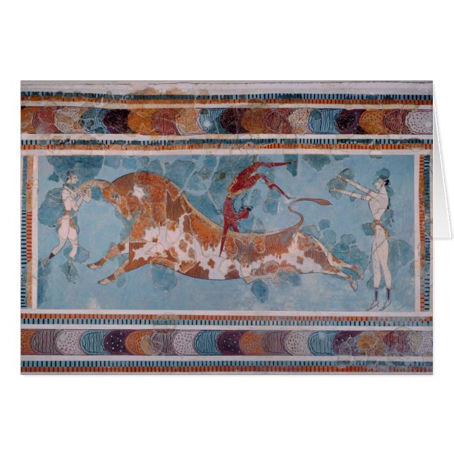 Cartão O fresco do Toreador, palácio de Knossos, Crete (Frente Horizontal)