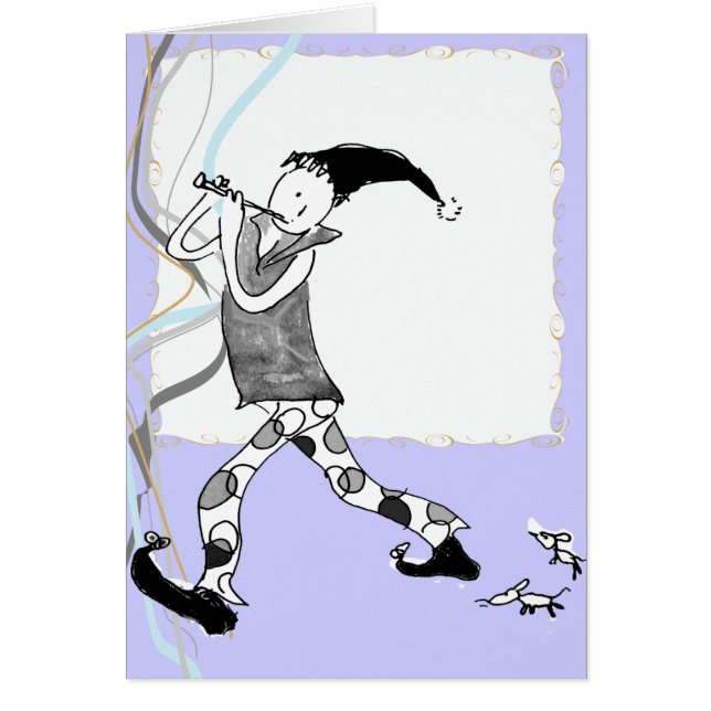 Cartão O gaiteiro Pied de Hamelin (Frente)