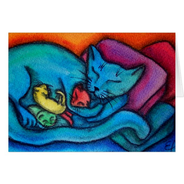 Cartão O gato das mamães ama seus gatinhos (Frente Horizontal)