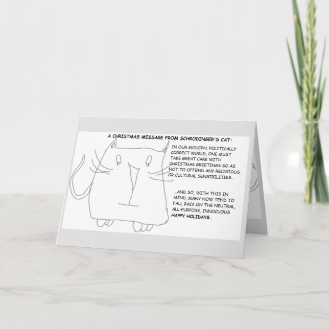 Cartão O Gato de Schrodinger: Natal Politicamente Correto (Frente)