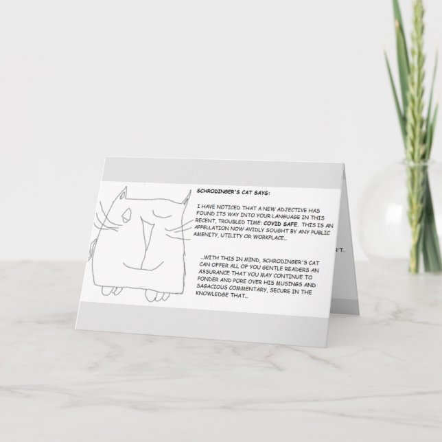 Cartão O Gato de Schrodinger: Seguro contra a Covid (Frente)