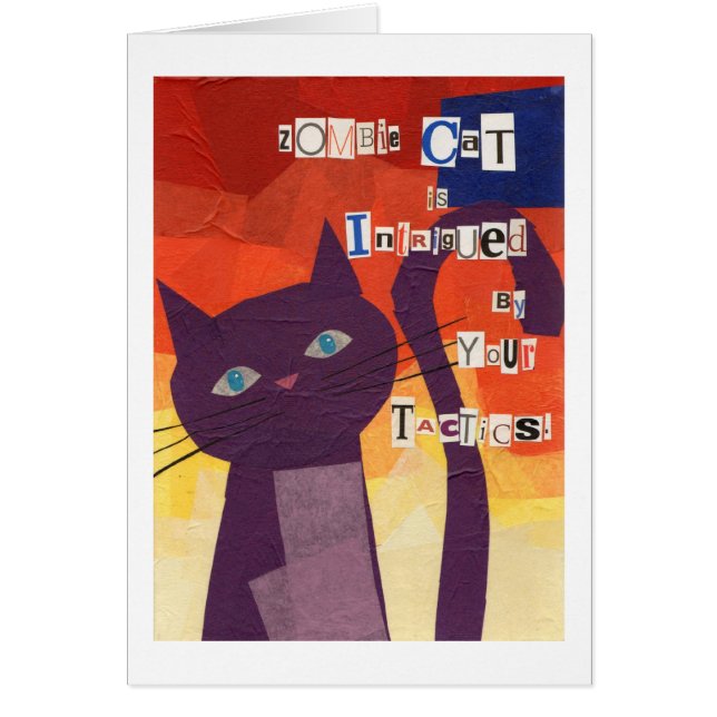 Cartão O gato do zombi é intrigado por suas táticas (Frente)