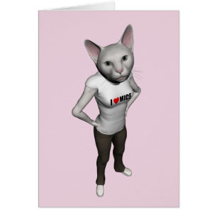 Cartão O gato Siamese branco engraçado ama ratos