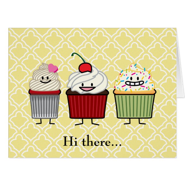 Cartão O glacé da família do cupcake polvilha bolos da (Frente horizontal)