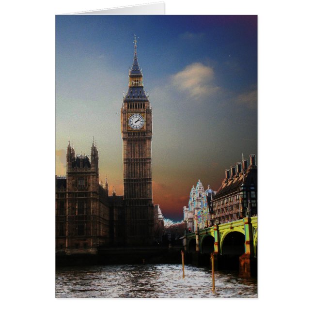 Cartão O Grande Ben Solarizado de Londres (Frente)
