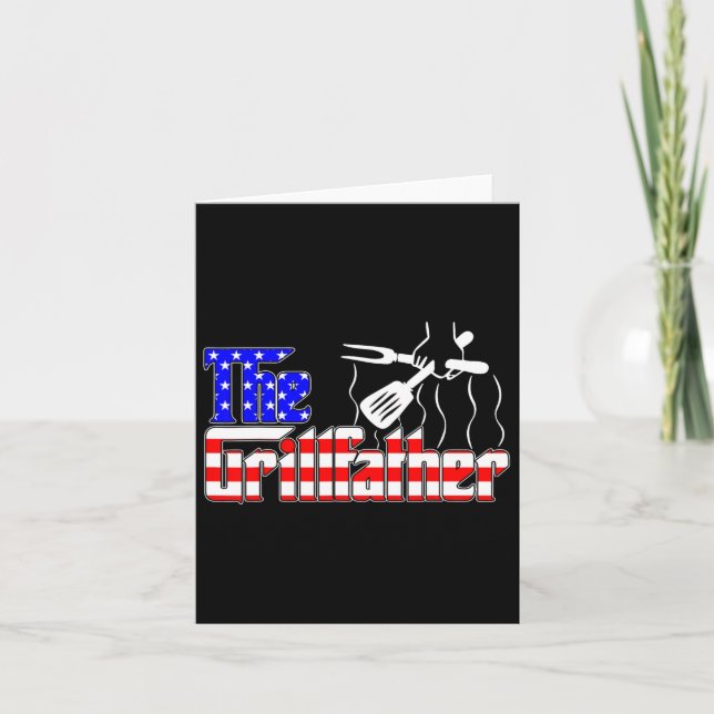 Cartão O Grill-Padre, 4 De Julho, Engraçado Churrasco Gri (Frente)