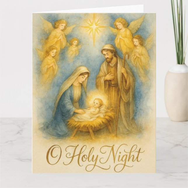 Cartão O Holy Night Natal Christmas (Frente)