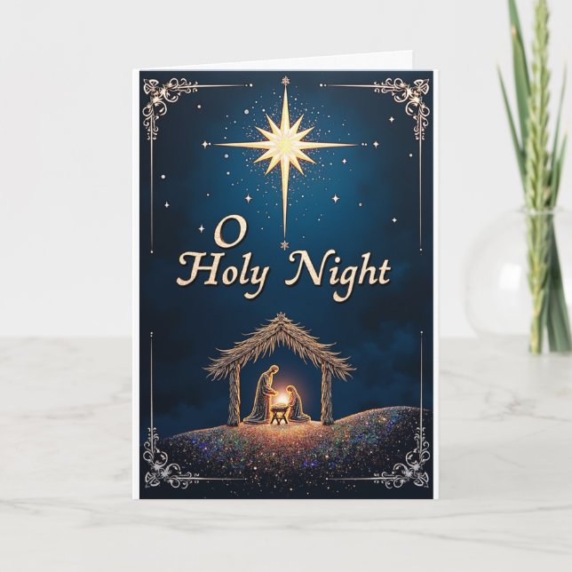 Cartão O Holy Night Nativity Card (Frente)