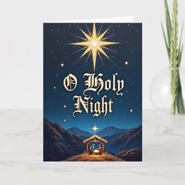 Cartão O Holy Night – Star Over Bethlehem (Frente)