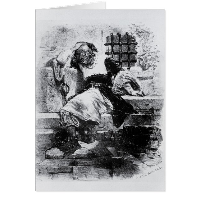 Cartão O homem na máscara do ferro em sua prisão (Frente)