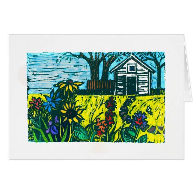 Cartão O jardim da avó e o Toolshed do avô (Frente Horizontal)