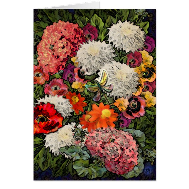 Cartão O jardim da libélula (cartão) (Frente)