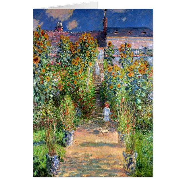 Cartão O jardim do artista em Vetheuil, Claude Monet (Frente)