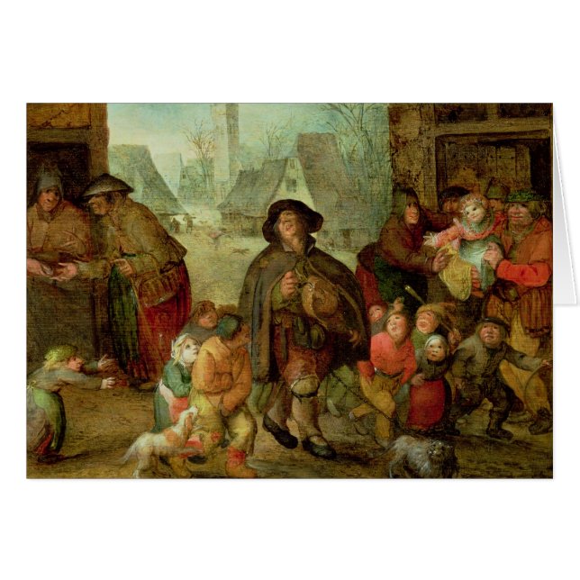 Cartão O jogador cego de Hurdy Gurdy (Frente Horizontal)