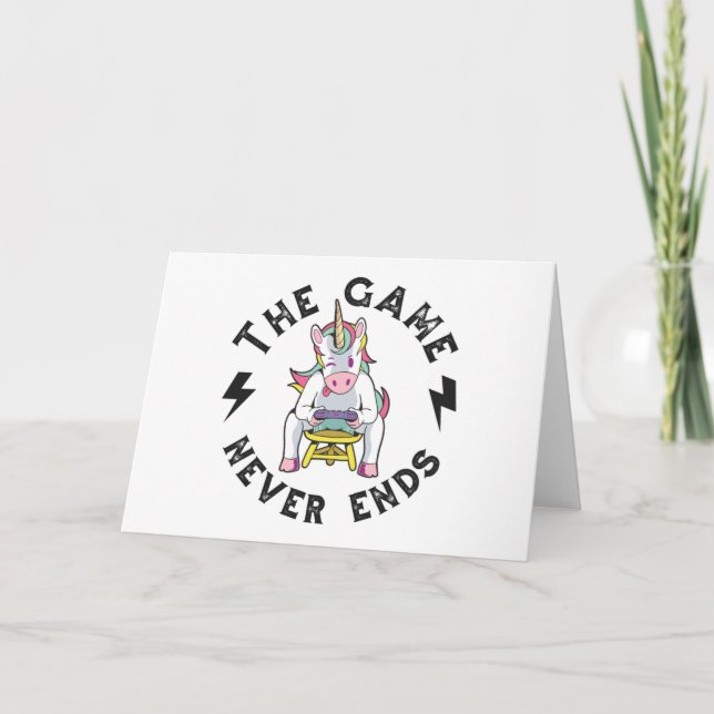Cartão O Jogo nunca acaba para os Unicórnios (Frente)