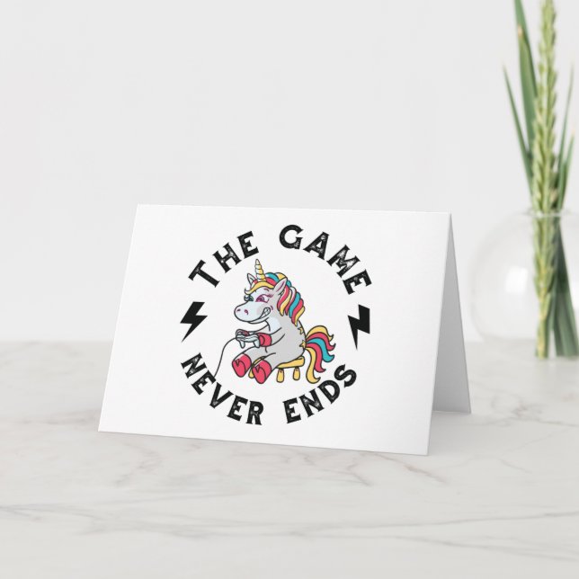 Cartão O Jogo nunca acaba para os Unicórnios (Frente)