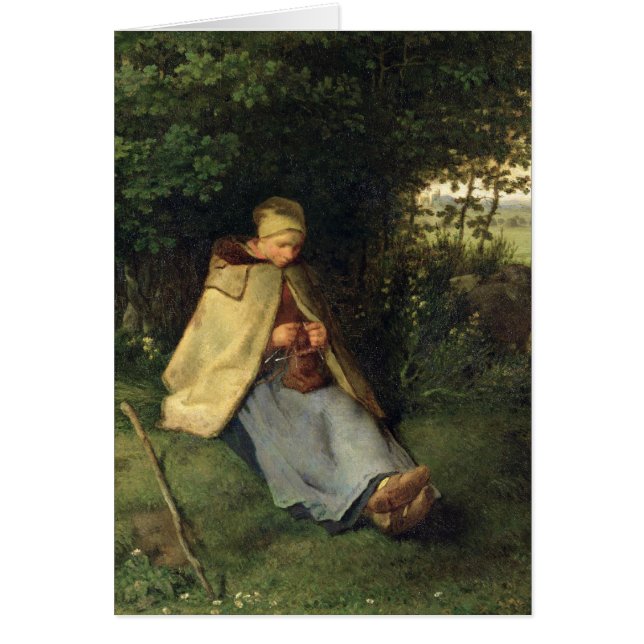 Cartão O Knitter ou, o Shepherdess assentado, 1858-60 (Frente)