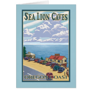 Cartão O leão de OregonSea cava o poster das viagens