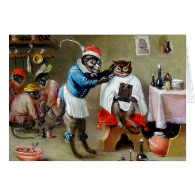 Cartão O macaco do barbeiro (Frente Horizontal)